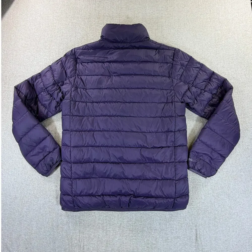 Eddie Bauer Men's Small Purple 80% Down Full Zip Long Sleeve Puffer Jacket Coat